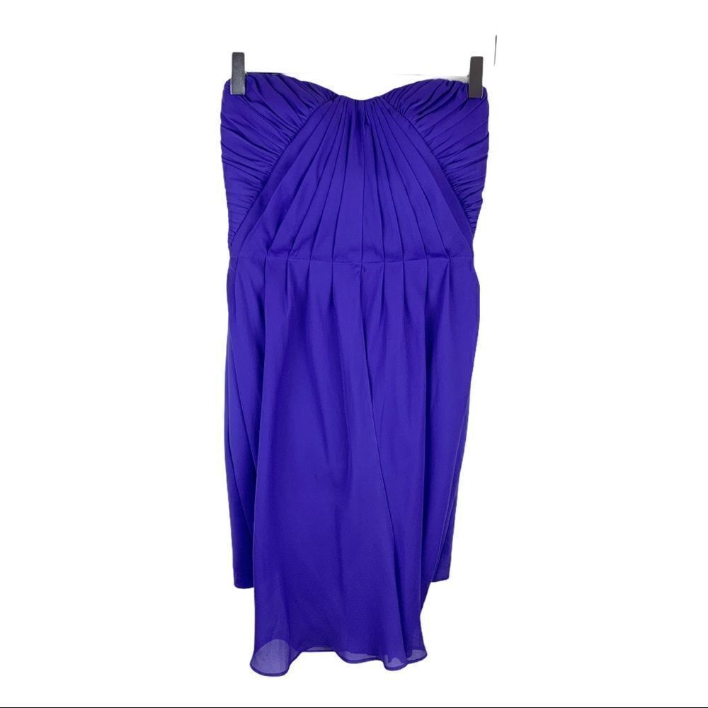Bebe‎ Glamorous Purple Chiffon Strapless Cocktail Mini Dress Sz 6